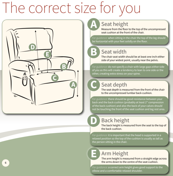 Primacare Home Comfort Size Guide